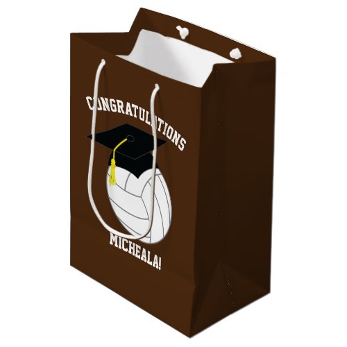 Volleyball Graduation Sports Brown Medium Gift Bag