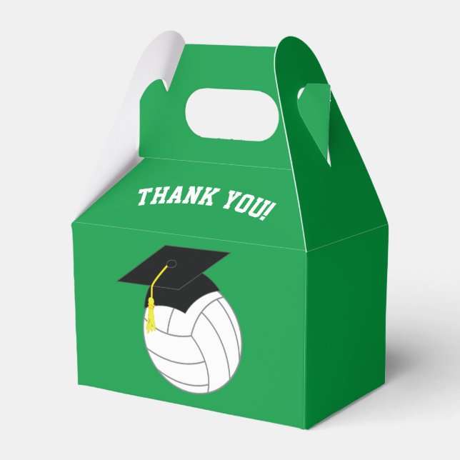 Volleyball Graduation Sports Green Favor Boxes (Front Side)