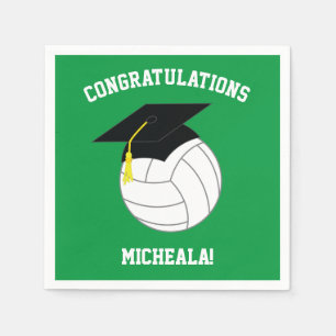 Volleyball Graduation Sports Green Napkins