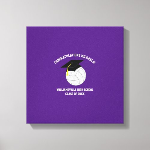 Volleyball Graduation Sports Purple Canvas Print