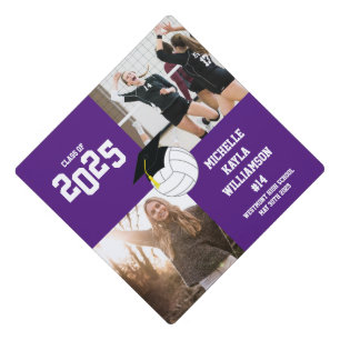 Volleyball Graduation Sports Purple Cap Topper