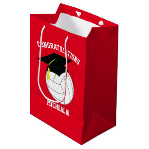 Volleyball Graduation Sports Red Medium Gift Bag