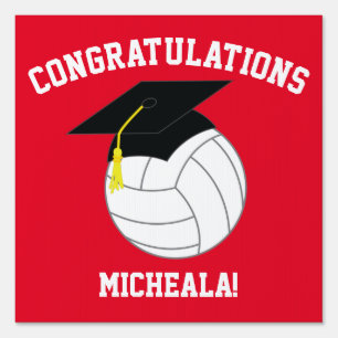 Volleyball Graduation Sports Red Sign