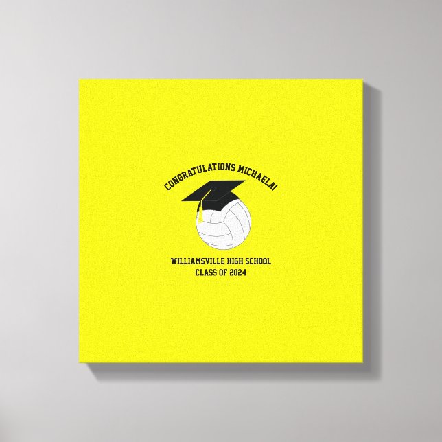 Volleyball Graduation Sports Yellow Canvas Print (Front)