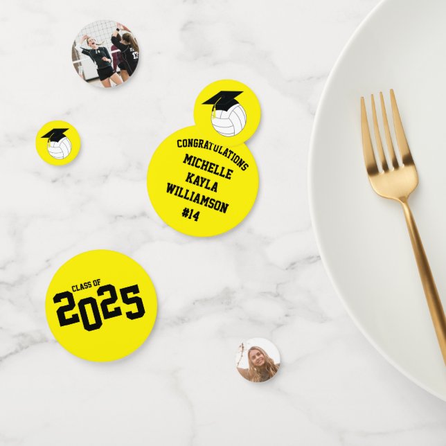 Volleyball Graduation Sports Yellow Confetti (Group)