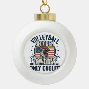 Volleyball Grandad Vintage Funny Shirt Design_1 Ceramic Ball Christmas Ornament