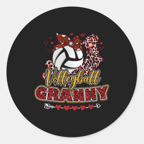 Volleyball Granny Sport Leopard Mother Grandma Fam Classic Round Sticker