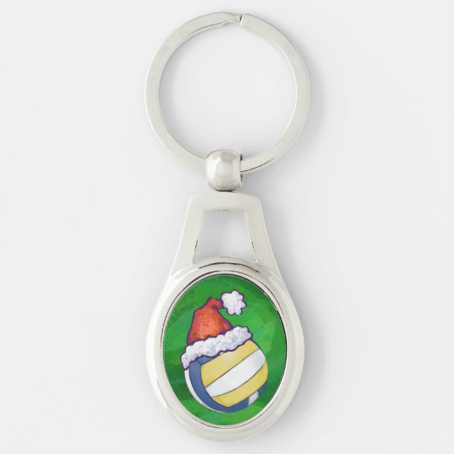 Volleyball Green Christmas Keychain (Front)