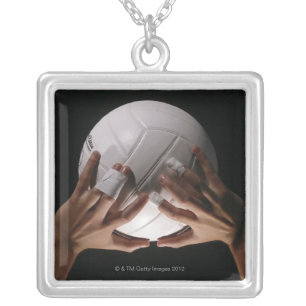 Volleyball Hands Silver Plated Necklace