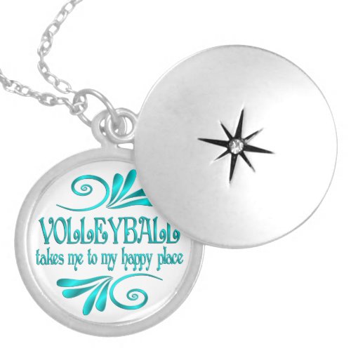 Volleyball Happy Place Locket Necklace