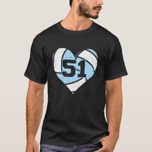 Volleyball Heart Number 51 Jersey Sports Fan 51st T-Shirt