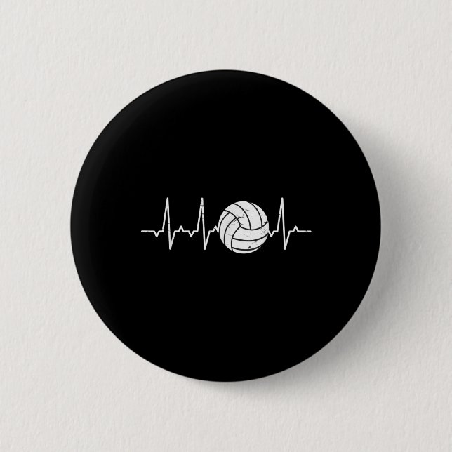 Volleyball Heartbeat Cute Fun  Button (Front)