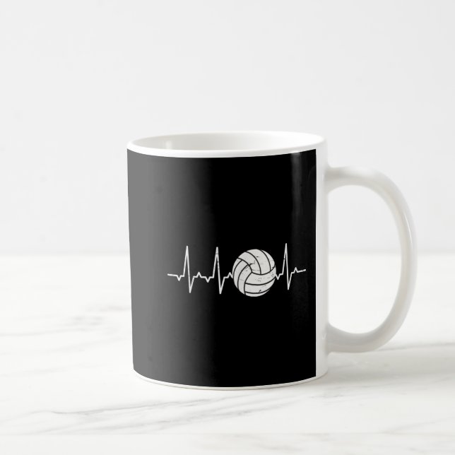 Volleyball Heartbeat Cute Fun  Coffee Mug (Right)