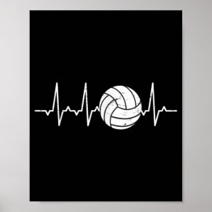 Volleyball Heartbeat Cute Fun Poster