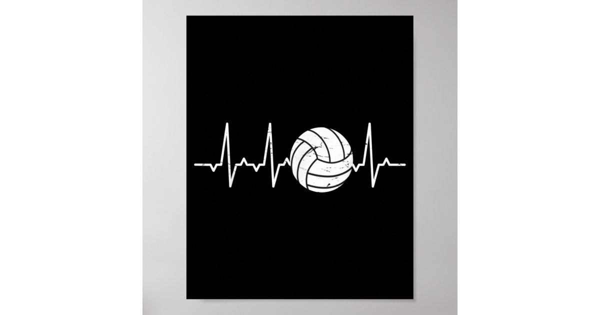 Volleyball Heartbeat Cute Fun Poster Zazzle