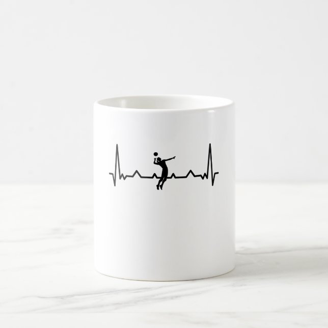 Volleyball Heartbeat - Volley ball Gifts Coffee Mug (Center)