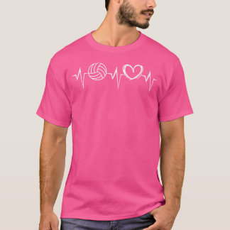 Volleyball Heartbeat With Heart And Ball T-Shirt