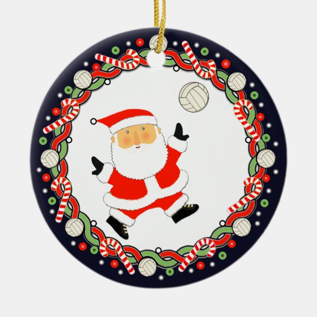 Volleyball Holiday Gift Ceramic Ornament (Front)