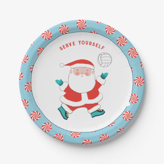 Volleyball Holiday Party Paper Plates (Front)