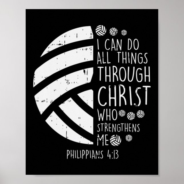 Volleyball i can do things Bible Verse God Jesus G Poster (Front)