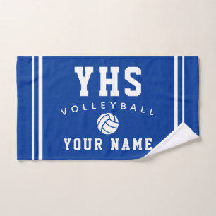 Volleyball Icon, Custom Name & School, Team Gift H Hand Towel