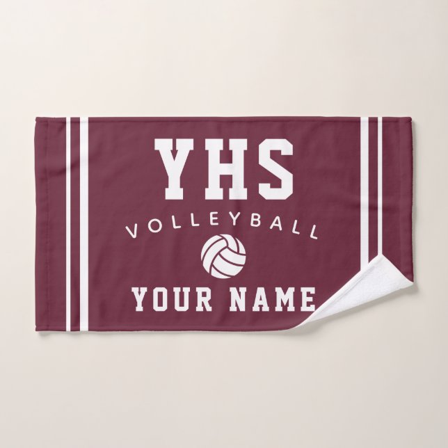 Volleyball Icon, Custom Name & School, Team Gift H Hand Towel (Hand Towel)