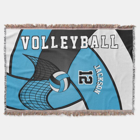 Volleyball in a Baby Blue, White and Black Throw Blanket | Zazzle.com