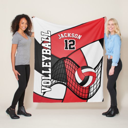 Volleyball  in a Red White and Black Fleece Blanket