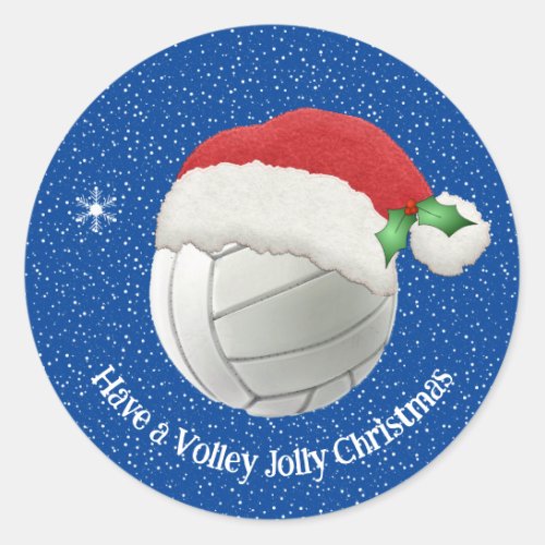 Volleyball in a Santa Hat Design Sticker