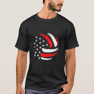 Volleyball In American Flag Cool Volleyball Player T-Shirt