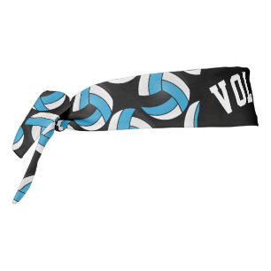 Volleyball 🏐 in Baby Blue, Black and White Tie Headband
