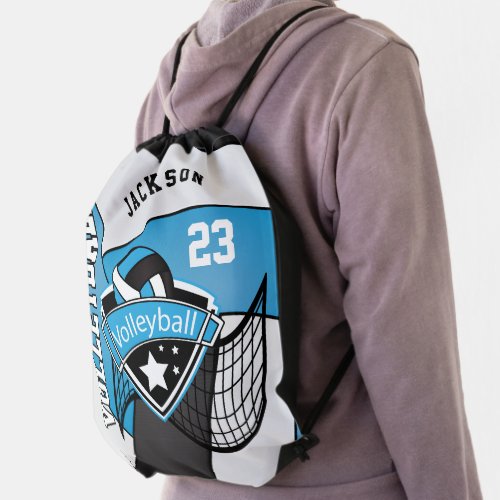 Volleyball in Baby Blue _ DIY Text Drawstring Bag