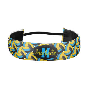 Volleyball 🏐 in Baby Blue, Yellow and Black Athletic Headband