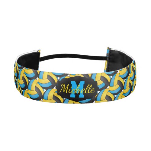 Volleyball  in Baby Blue Yellow and Black Athletic Headband