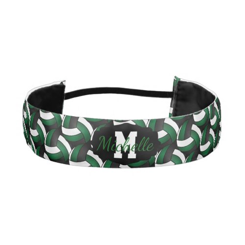 Volleyball  in Black Dark Green and White Athletic Headband