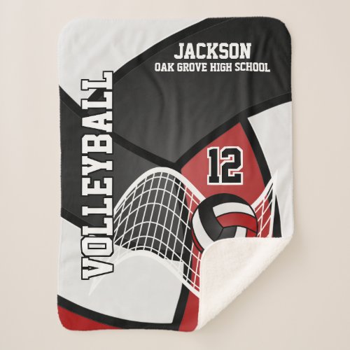 Volleyball  in Black Dark Rede and White Sherpa Blanket