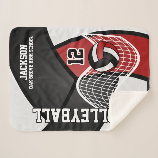 Volleyball in Black, Dark Rede and White Sherpa Blanket Zazzle