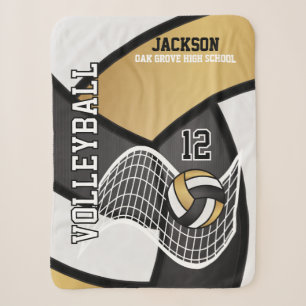Volleyball 🏐 in Black, Gold and White Sherpa Blanket