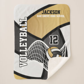 Volleyball 🏐 in Black, Gold and White Sherpa Blanket