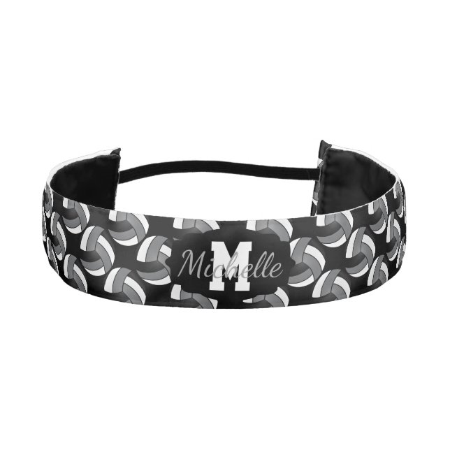 Volleyball 🏐 in Black, Gray and White Athletic Headband (Front)