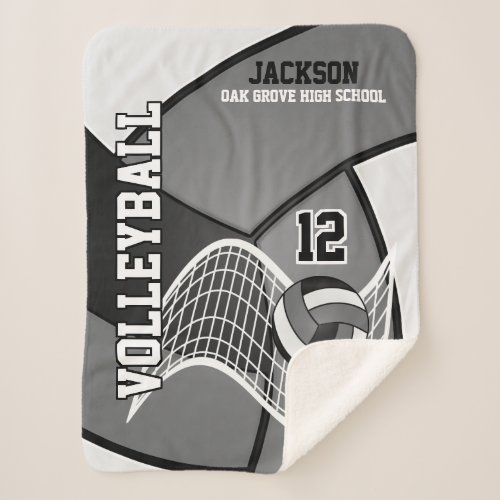 Volleyball  in Black Gray and White Sherpa Blanket