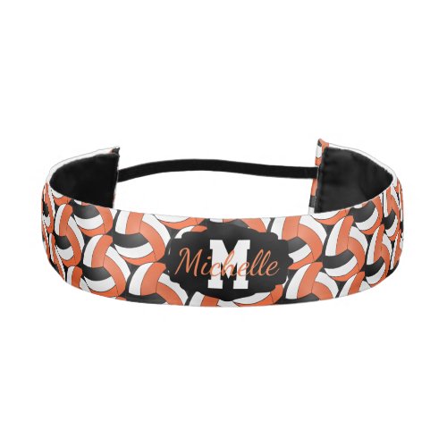 Volleyball  in Black Orange and White Athletic Headband
