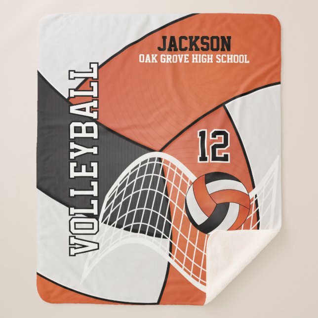 Volleyball 🏐 in Black, Orange and White  Sherpa Blanket (Front)