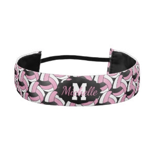 Volleyball 🏐 in Black, Pink and White Athletic Headband