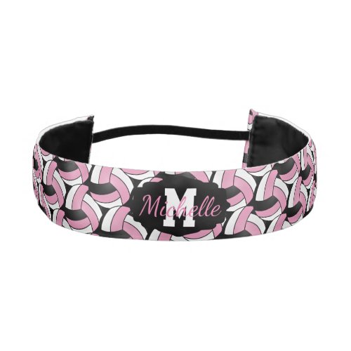 Volleyball  in Black Pink and White Athletic Headband