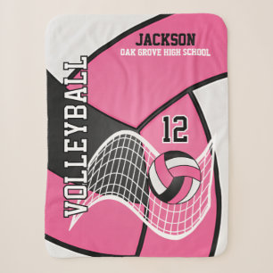 Volleyball 🏐 in Black, Pink and White Sherpa Blanket