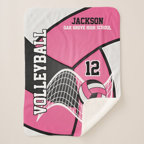 Volleyball  in Black Pink and White Sherpa Blanket