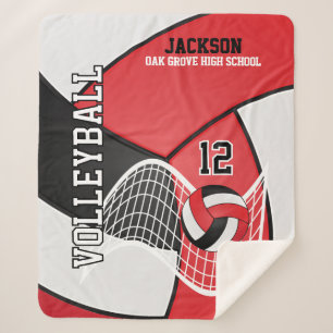 Volleyball 🏐 in Black, Red and White Sherpa Blanket