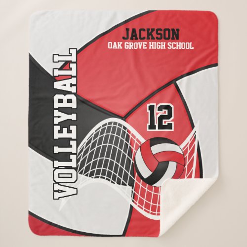 Volleyball  in Black Red and White Sherpa Blanket