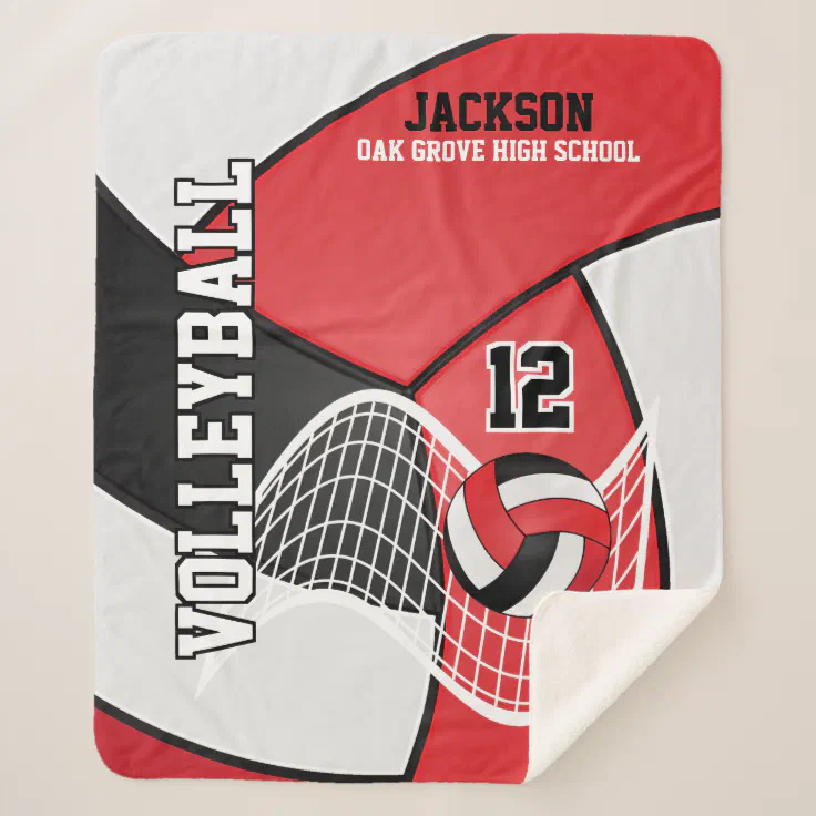 Volleyball in Black, Red and White Sherpa Blanket Zazzle